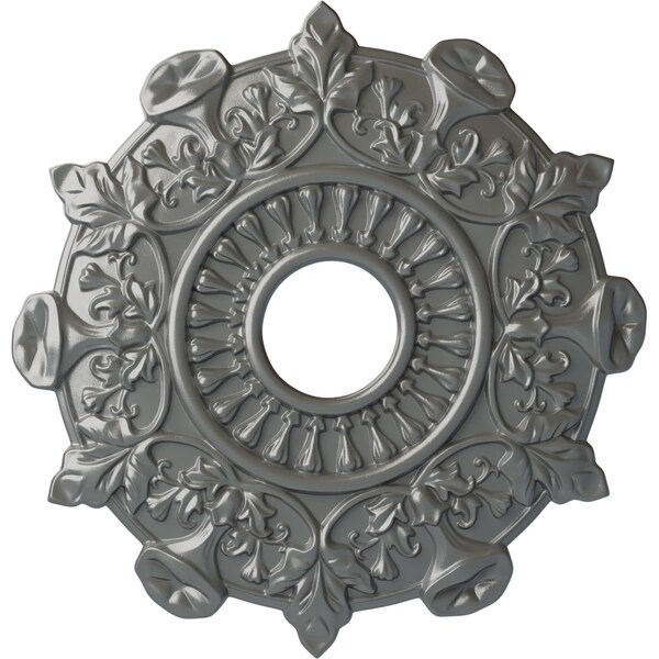 Ekena Millwork Preston Ceiling Medallion (Fits Canopies up to 4"), Hand-Painted Silver, 17 1/2"OD x 4"ID x 1"P CM17PRSLS - main